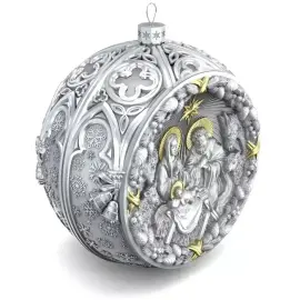 Набор подарочный с шарами и иконой "Спаситель" из серебра, 4 шара